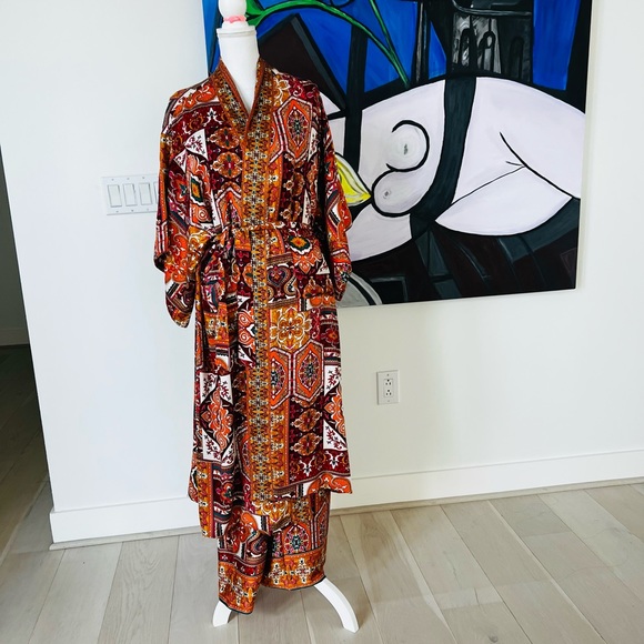 NWT Haute Hippie Style Dolce and Gabbana print Set kimono and pants size S - Picture 1 of 13